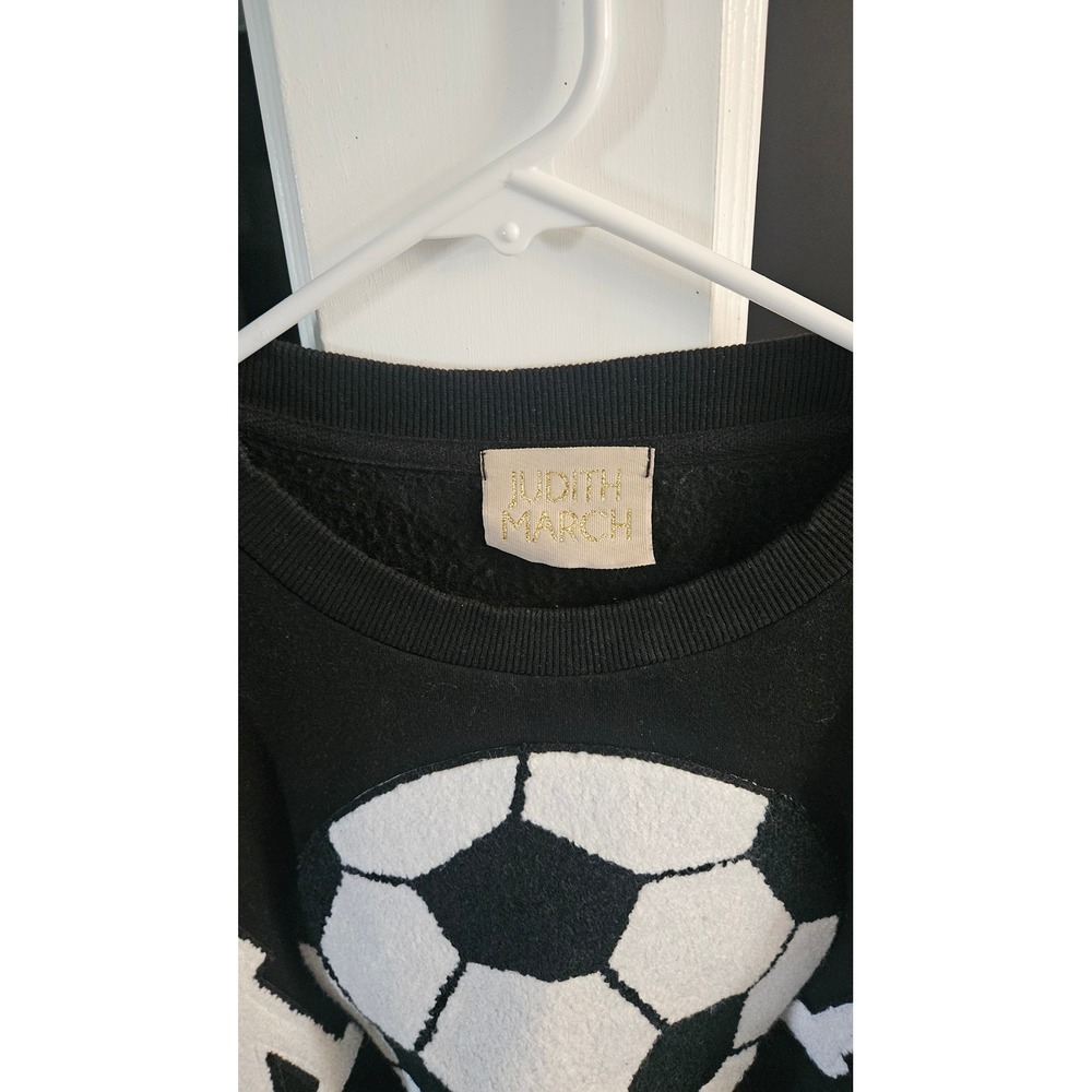 Soccer mom Judith March Soccer  Chenille Patch pullover sweatshirt size L - Picture 3 of 6